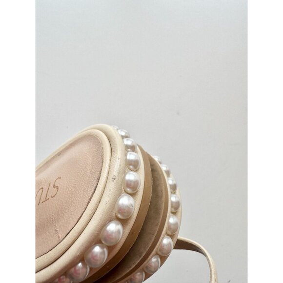 STUART WEITZMAN Ivory Leather Cap Toe Slingback Pearl Ballet Flats, Size 7.5 - Picture 11 of 16